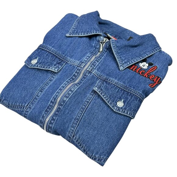 Disney Tops - Vintage Mickey Jerry Leigh Mickey Mouse Woman's Denim Shirt Jacket Medium Zip